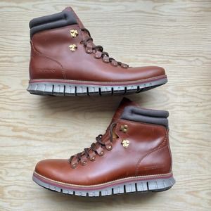 Cole Haan Zerogrand Mens Boots Waterproof British Tan Leather Sz 9.5 Wide C33471